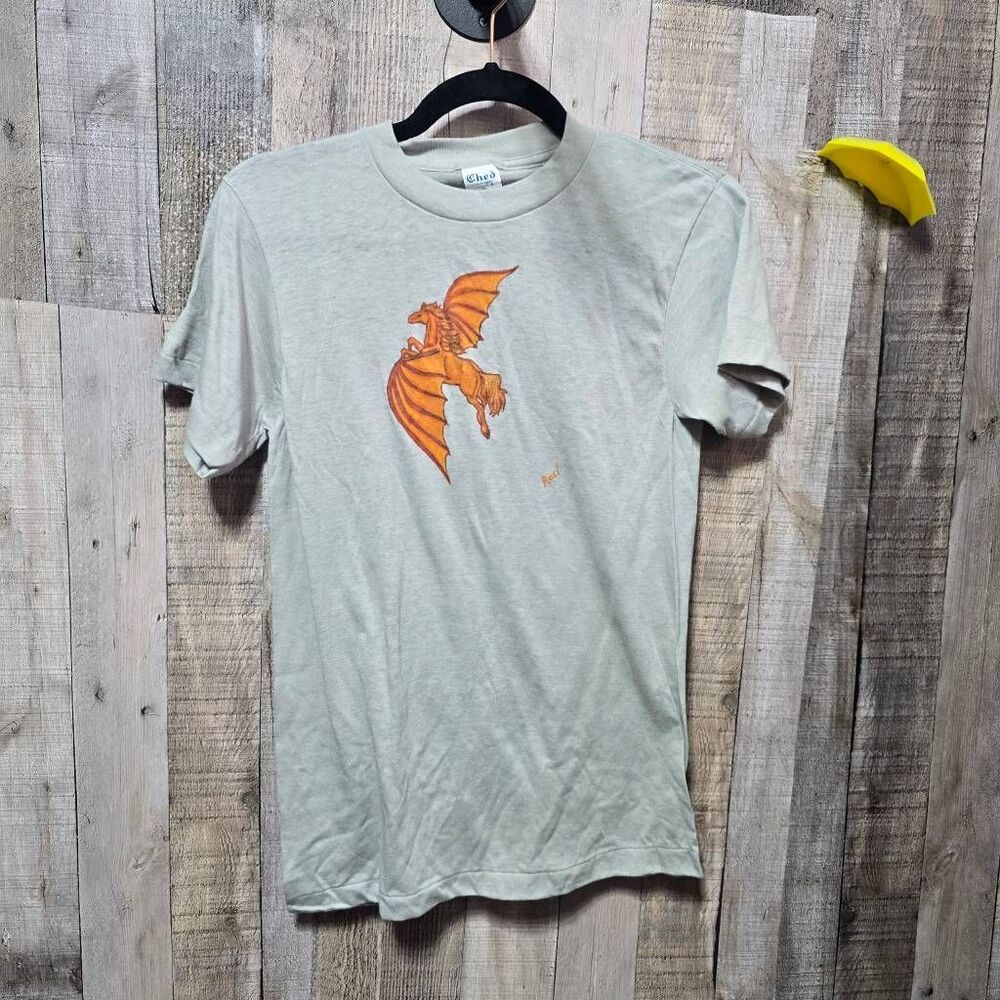 Ched by Anvil Vintage 90s Pegasus Roxi Graphic Unisex Small Tee Fiction Fantasy